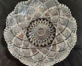 American Brilliant Period Cut Glass Shallow 8” Bowl - $125