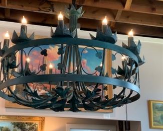 Vintage Metal 12 Lt Chandelier 56x39 - $2,500