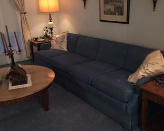 BU1003: Mid Century Four Section Greenish Blue Sofa 8 ft + Local Pickup 3rd Party Shipping	 $150 

