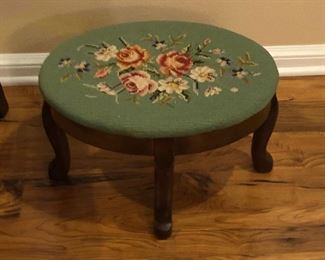 BU1050: Antique Needle Point Footstool Local Pickup	 $20 
