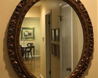 BU1052: Ovel Gold Gilt Mirror Antique Local Pickup	 $50 
