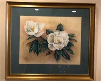 BU1071: Evelyn LaFleur 1961 Magnolia Still Life Original Watercolor Framed Local Pickup	 $175 

