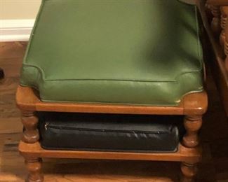 BU1081: Mid Century Stackable Vinyl and Maple Wood Ottomans Local Pickup	 $125 
