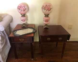 two antique bordello lamps