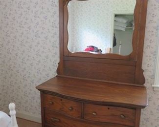 Antique oak dresser and mirror