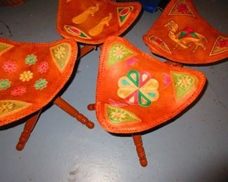 Embroidered Leather Stools (4) $95/each