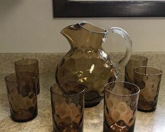 Polka Dot Pitcher and Glass Set, Pitcher has flaw at top