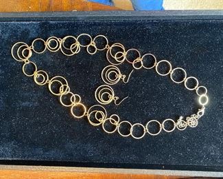 $16- necklace, 21” adjustable length with pierced earrings, costume jewelry 