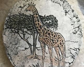 $3 - Giraffe Plaque made with Mt St. Helens ash.