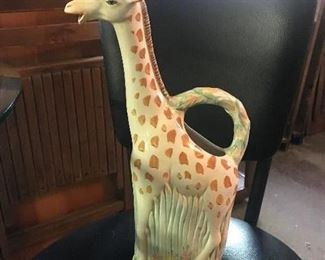 $8 as is - Andrea West Italian Ceramic giraffe pitcher.  Bottom of mouth spout is chipped.