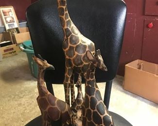 $15, $10, $8 - 19”, 12”, 11” carved wood giraffes