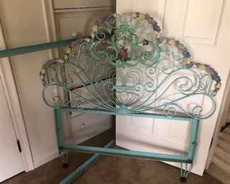 Iron Twin bed with metal frame and fluted feet. In Excellent condition and hand-painted in Mexico. $400 - NOW ONLY $200