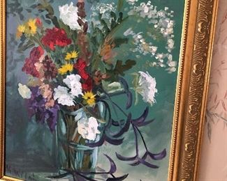 ACRYLIC FLORAL  - framed:  $60 NOW ONLY $30 