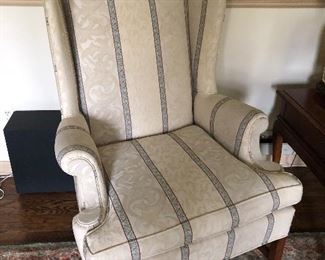 Wing-back armchair with wood tapered legs:  $90 - NOW ONLY $45