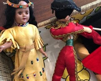 (2 of 2 pictures) - a closer look at the Native American doll in hand-sewen leather dress and moccasins - all 8 dolls have intricate detail:  $60 NOW ONLY $30 (FOR THE LOT)