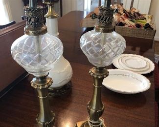 Brass and crystal nightstand table lamps (no finials included) - $60 ...
NOW ONLY $30 FOR THE SET OF 2
