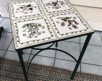 Tile and Iron base patio side table:  $35