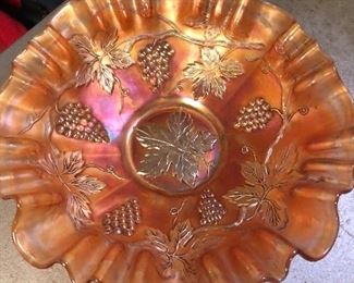 Another view of carnival glass fluted bowl:   (2 of 2 pictures) - $45 NOW ONLY $20