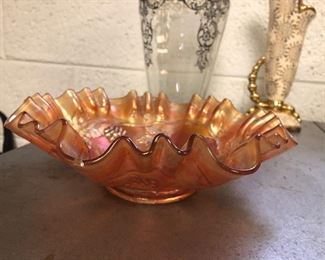 Carnival glass fluted dish:  (1 of 2 pictures) -$45  NOW ONLY $20