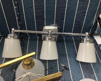 Three-light polished chrome and translucent glass vanity fixture:  NOW ONLY $20