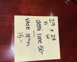 Inv 132 Demi Lune Table @ $50 / Inv 133 Vase @ $15