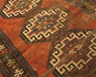 Antique Caucasian hand knotted runner rug