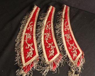 Group Odd Fellows Gilt Fringe Collars with embroidery