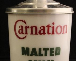 Vintage Carnation Malted Milk Advertising Jar
