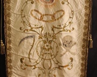 Hand Painted White Silk Odd Fellows Hanging