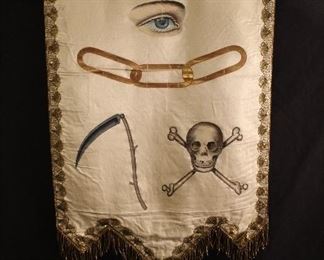 Hand Painted White Silk Odd Fellows Hanging