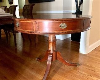 Round Claw footed drum table.  Dimensions 38" round, 31.5" h.  PRICE:  $595