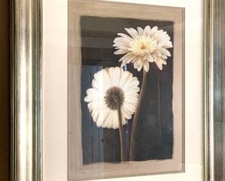 Framed floral print.  Gerbera daisies.  PRICE: $165 each.