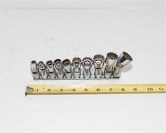 T102	Span On Flex End Socket 10pc Set 5/16, 3/8, 7/16, 1/2, 9/16, 5/8, 11/16, 3/4, 13/16, 7/8     $74.95