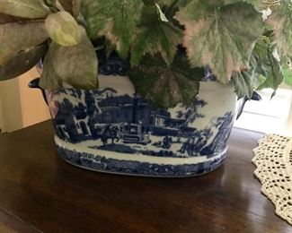 Many Blue and White Planters
