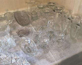 Lots of vintage pressed and cut glass