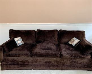 Item 10:  Vintage Brown Chenille Sleeper Sofa (Fair Condition - Rips in out of the way places) - 
80 x 36 x 21