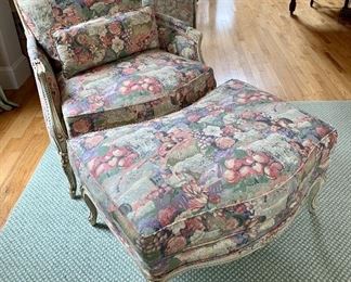 Item 51:  Beacon Hill Furniture Floral Chair & Ottoman 
Chair - 33 x 27 x 40
Ottoman - 35 x 22 x 18
$425
