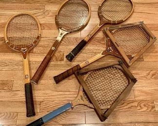 Lot of Vintage Tennis Rackets: