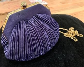 Great vintage puffy satin purse with long chain: $16