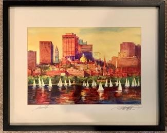 Item 82:  Sailboats on Charles River (Watercolor) $100