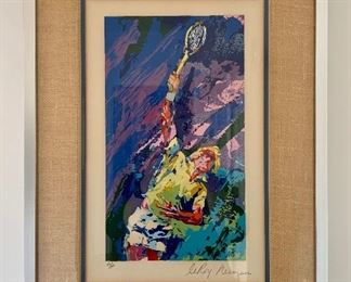 Item 108: Leroy Neiman, original serigraph with authenticity papers - "Classic Serve", rendering of Bjorn Borg, Signed A/P - 16 3/4 wide 
23 1/4 long
1 1/2” deep: $625