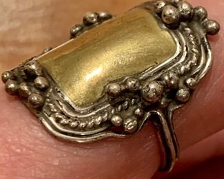 Antique brass and sterling ring: $35