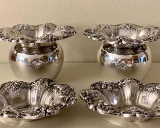 Item 63: Reed and Barton Sterling Silver Toothpick Holder and Individual Nut Dish in Francis 1st Pattern - Sold by Pair only (nut dish and holder): $175 per pair.