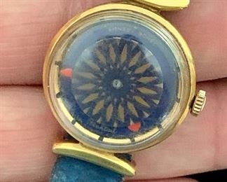 Vintage Ernest Borel Cocktail Swiss Watch Mechanical Kaleidoscope -Crystal Face has fine scratches, needs new band: $55