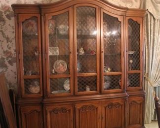 #2 $150.00. Drexel china cabinet. 83"h x 80”w x 16"dp. Note: The top does not come off. One piece.