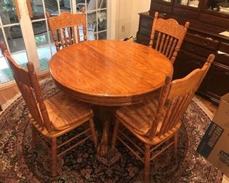 Antique Pedestal Table / 4 Chairs $ 268.00