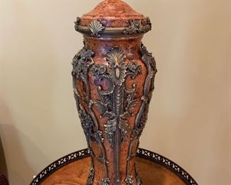 Decorative vase with brass design - excellent condition $95