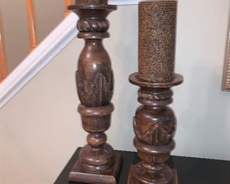 Decorative candlesticks (11" and 17") in great condition.  Price for pair $50