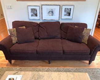 Brown upholstered sofa in good condition.  31"x38.5"x94" - Price $850