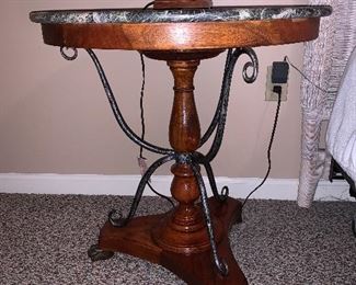 Marble top round side table in excellent condition.  24"d x 25.5" - Price $195